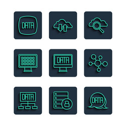 set line data analysis server security vector image