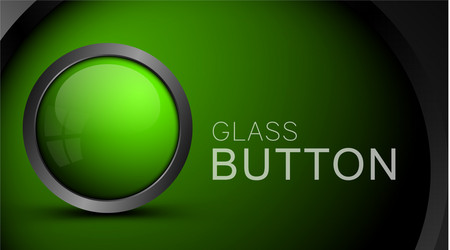 glass realistic green button for web design vector image