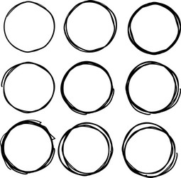 Hand drawn circle line sketch set circular vector