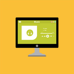 media player application app template with flat vector image