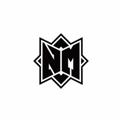 nm monogram logo with square rotate style outline vector