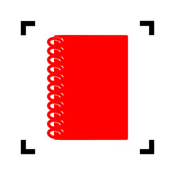 Notebook simple sign red icon inside vector