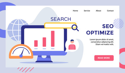 seo optimize chart on display monitor computer vector image
