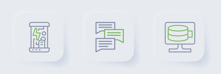 set line cloud database speech bubble chat vector