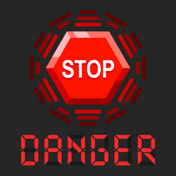 system in danger message with stop sign vector image