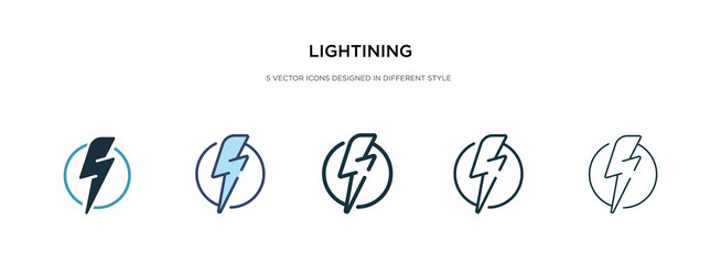 Lightining icon in different style two colored vector