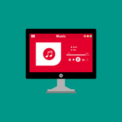 media player application app template with flat vector image