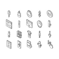 scroll computer mouse cursor isometric icons set vector image