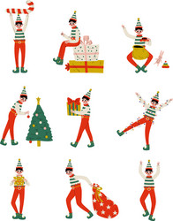 christmas elf characters set cute boys santa Vector Image