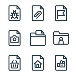 document and files line icons linear set quality vector image