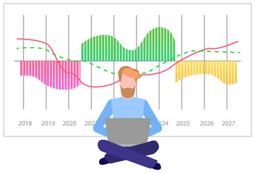 man analyses digital report with data statistical vector image