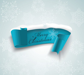 Winter banner blue realistic ribbon and snow vector