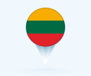 map pointer with flag of lithuania vector image