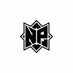 np monogram logo with square rotate style outline vector image