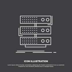 Server storage rack database data icon line vector