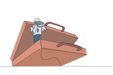 single continuous line drawing a smart robot vector image