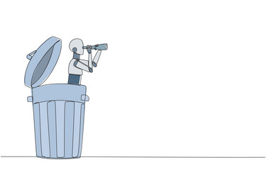 continuous one line drawing a robot emerges from vector image