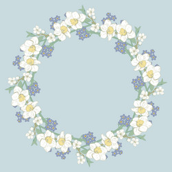 Floral Spring Round Frame Vector Image