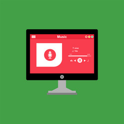 media player application app template with flat vector image