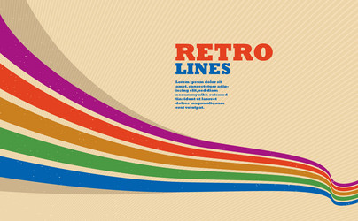 Retro style abstract background with curve lines vector