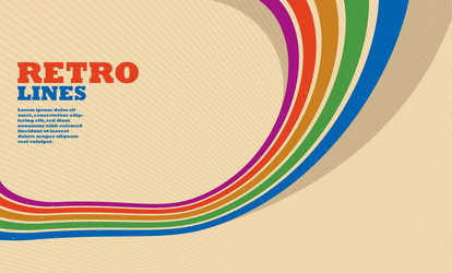 retro style abstract background with curve lines vector image