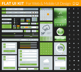 set of flat design ui elements for website vector image