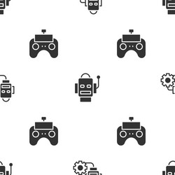 set robot setting and remote control on seamless vector image