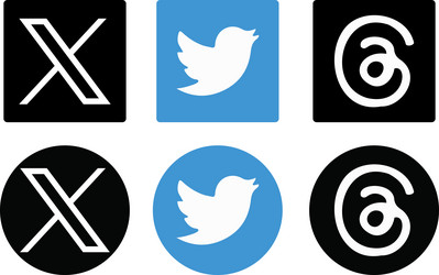 twitter logo blue and black new threads vector