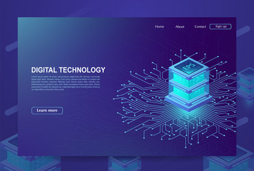 Digital ai big data technology banner blue tech Vector Image