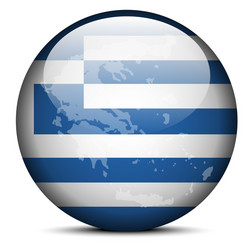 map on flag button of hellenic republic greece vector