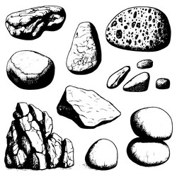 Set of stones and rocks hand drawn Royalty Free Vector Image