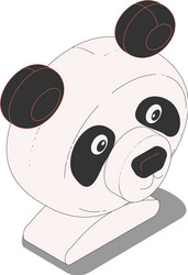 isometric panda head composition vector