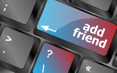 keyboard with add friend button social network vector image