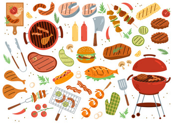 BBQ Party Icons - Food & Grill Vector Image