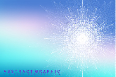 fractal element with connected lines and dots big vector image