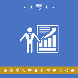 presentation sign icon man standing with pointer vector image