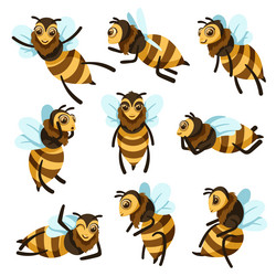 cartoon bees cute bee character in different vector image