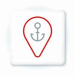 line map pointer with anchor icon isolated vector image