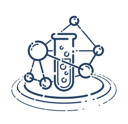 test tube and molecule connection simple linear vector image