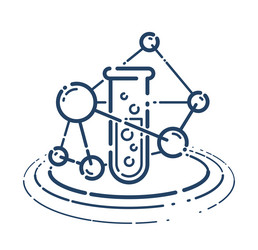 Test tube and molecule connection simple linear vector