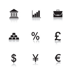 bank drop shadow icons set vector