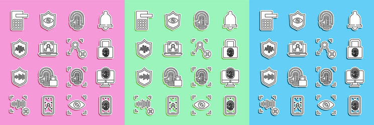 set line mobile with fingerprint scan monitor vector image