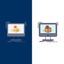 3d cube dimensional modelling sketch flat color vector image