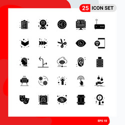 Pictograph set 25 simple solid glyphs router vector