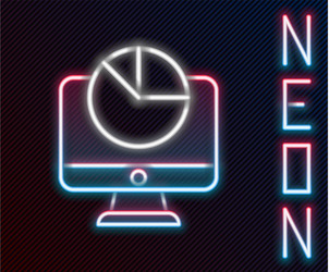 glowing neon line computer monitor with graph vector image