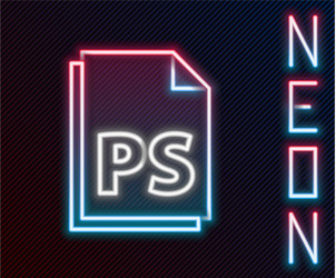 glowing neon line ps file document icon isolated vector image