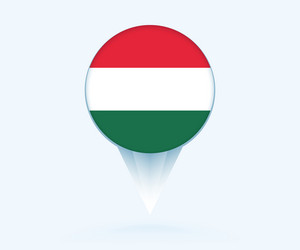 map pointer with flag of hungary vector image