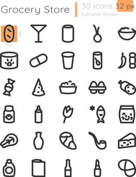 supermarket category linear icons set vector