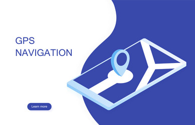gps navigation in the phone with pointer vector image