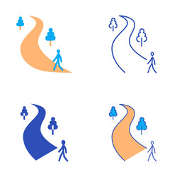 take a walk icon set in flat and line style vector